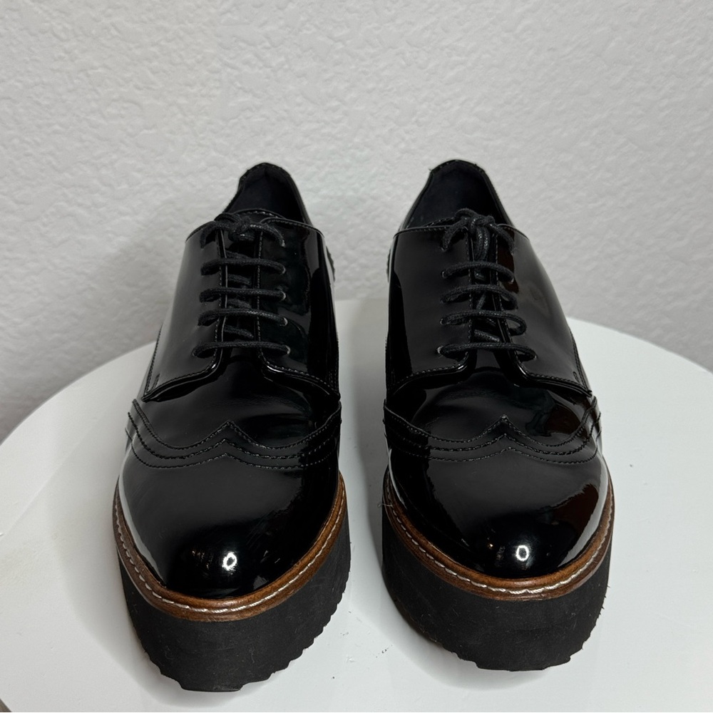 SHELLYS LONDON TOMMY BLACK PATENT PLATFORM OXFORDS - Picture 3 of 15